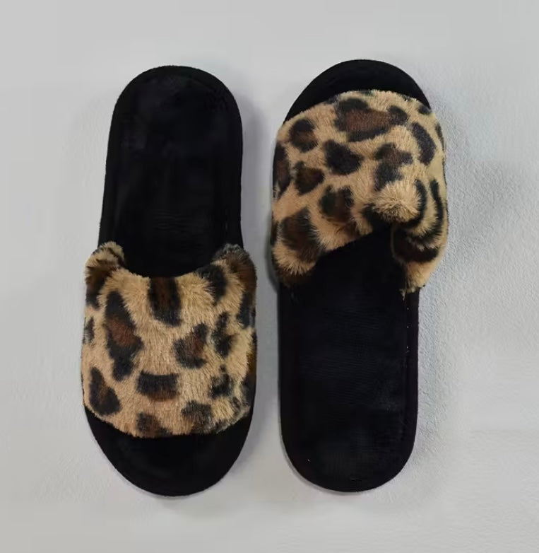 Soft Leopard Furry Slippers