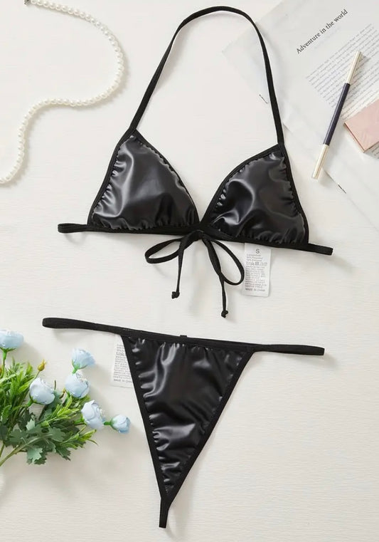 Leather 2pc Lingerie Set